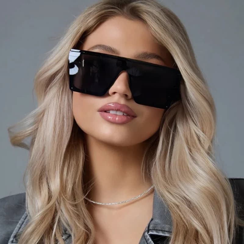 3 Piece Protective Glasses Women's Fashionable Oversize Rectangular Sunglasses Single Piece Sunglasses With Large Jelly Frame