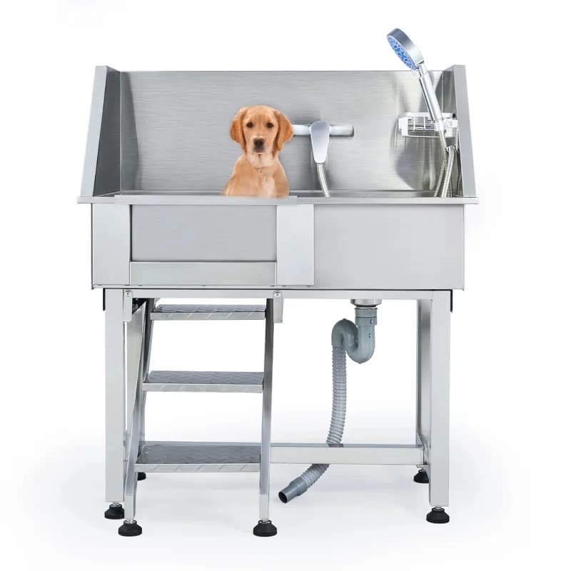 Vasca da bagno per animali domestici in acciaio inossidabile durevole ed ecologica per toelettatura e pulizia di piccoli animali