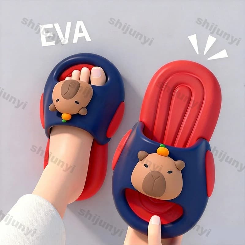 Ciabatte per Bambini in EVA a Forma di Capibara, Estive, Traspiranti, con Suola Morbida, Scarpe da Spiaggia per Ragazzi e Ragazze, Pantofole da Casa Antiscivolo con Cartoni Animati per Donne
