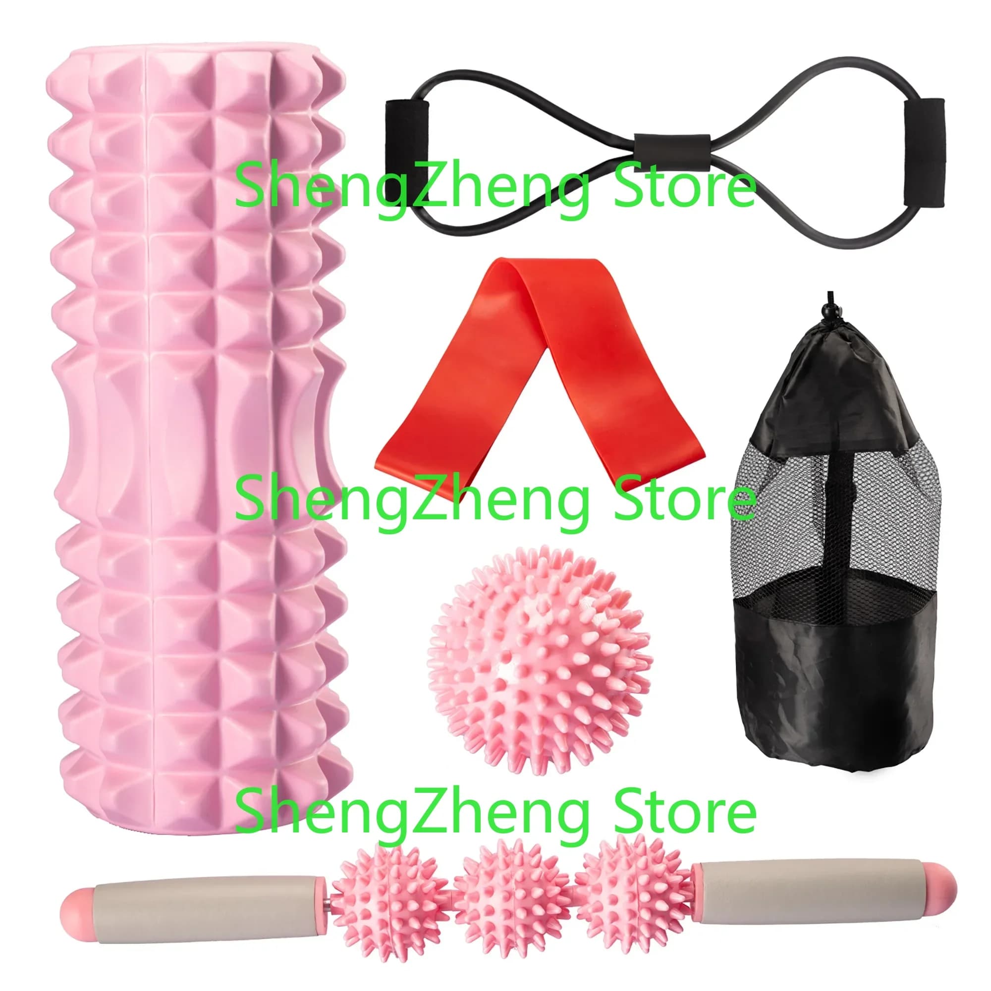 Foam rollers 6 in 1 muscle roller Massage balls Exercise strap for yoga to relieve back pain