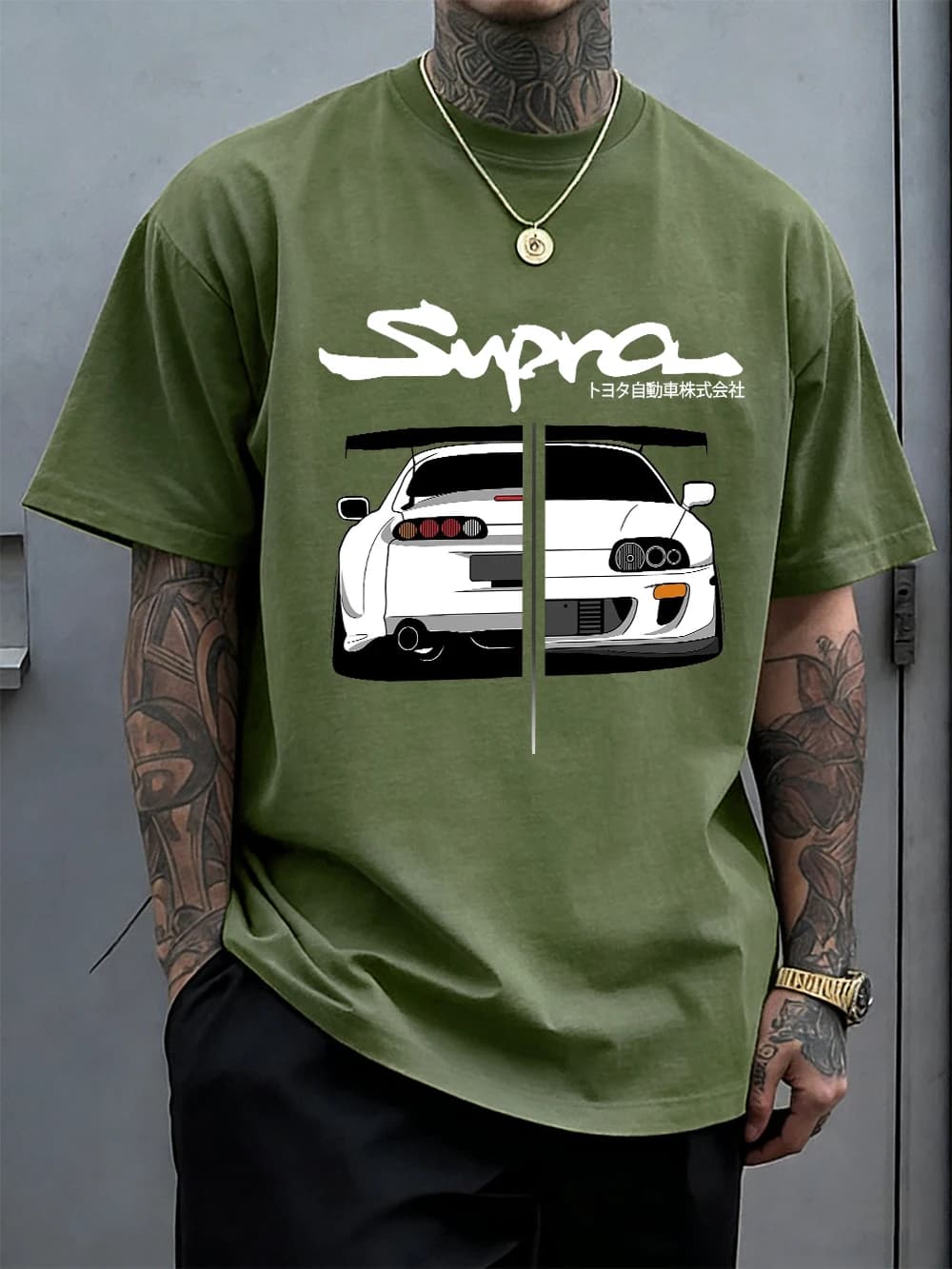 T-shirt in cotone con stampa puzzle auto giapponese, da uomo, estiva, a maniche corte, morbida, oversize, girocollo, top basic, abbigliamento maschile