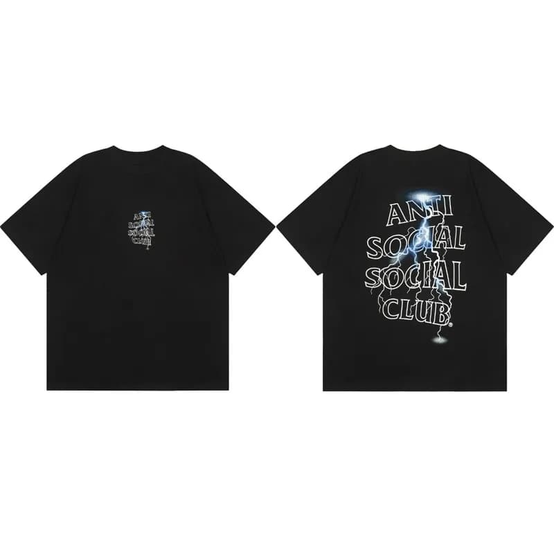 T-shirt Casual Street Trend Club con Grafica Lettering e Fulmini, Top di Lusso Uomo e Donna