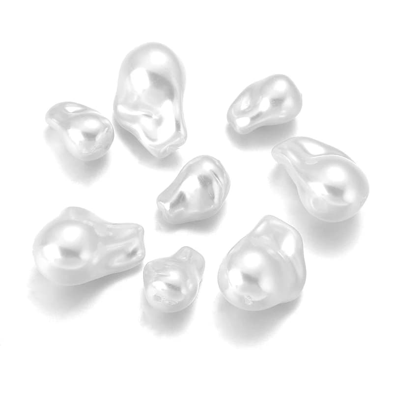 20 pezzi di perle bianche irregolari, perle distanziatrici sfuse per la creazione di gioielli, orecchini fai da te, perle finte in ABS.
