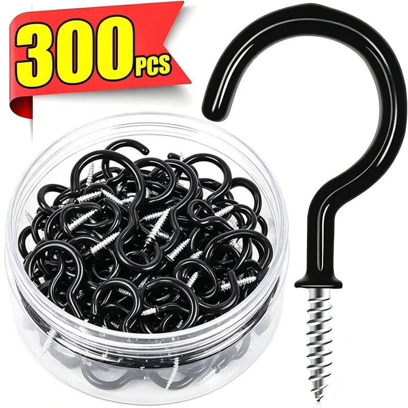 300/50pcs Mini Metal Screw Hooks Ceiling Wall Rack for Plant Hanging Hangers String Lights Wind Chimes Kitchen Cup Hook Storager