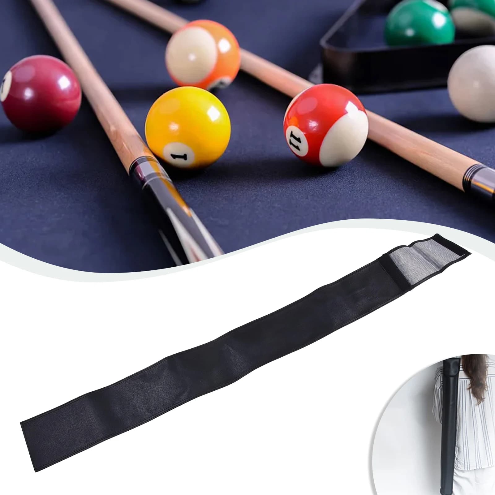 Custodia per Stecca da Biliardo per Misure 1/2 o 3/4 con Tracolla Regolabile, Design in PU Nylon Resistente ai Graffi