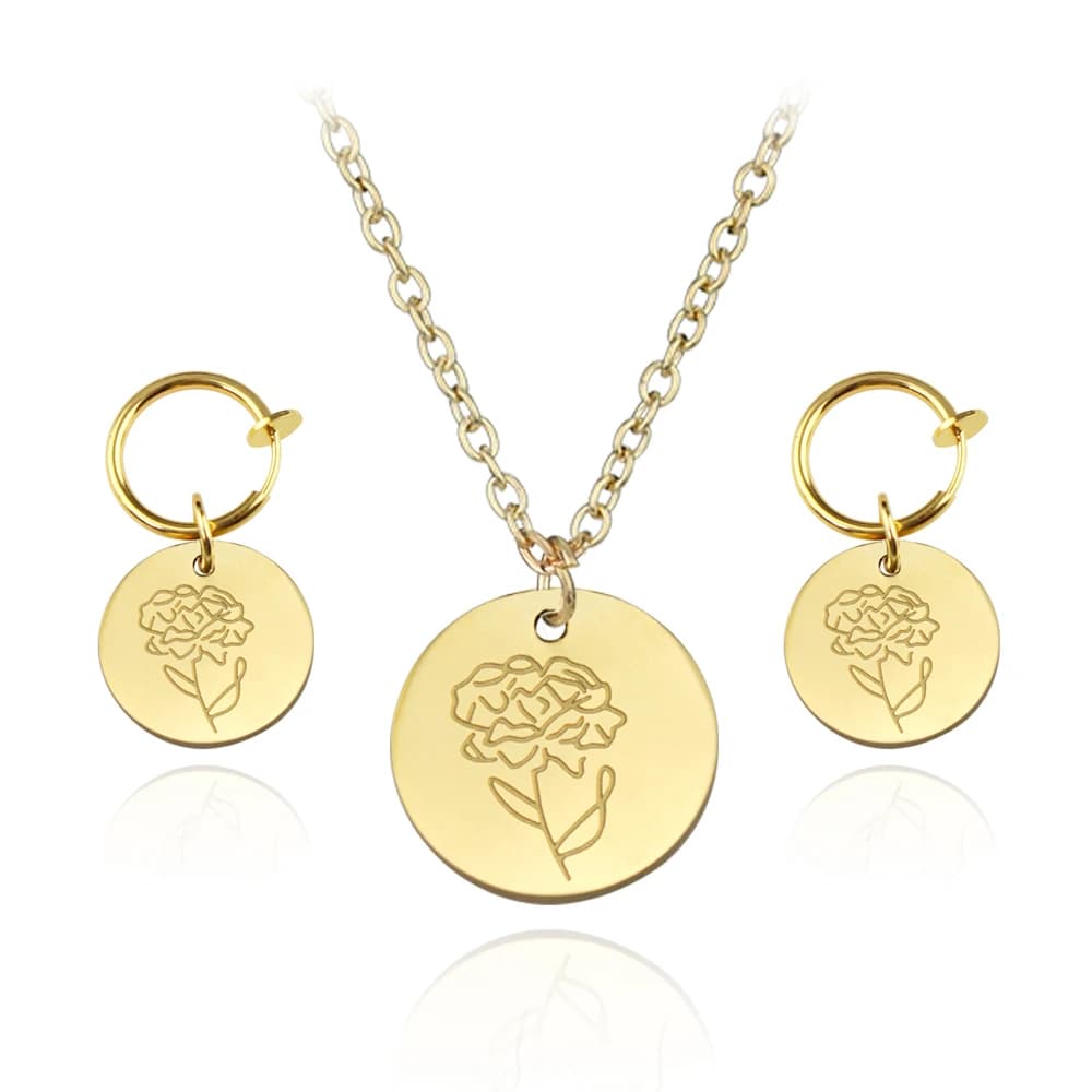 Orecchino della collana del girocollo del fiore del mese di nascita dell'acciaio inossidabile di nuovo arrivo per il regalo personalizzato dei gioielli colorati della ragazza delle donne