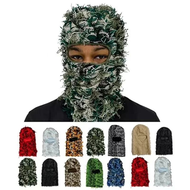 Copertura integrale Maschera da sci Cappello Passamontagna Berretto lavorato a maglia invecchiato Cappello mimetico da uomo Cappello invernale da donna caldo antivento per bicicletta