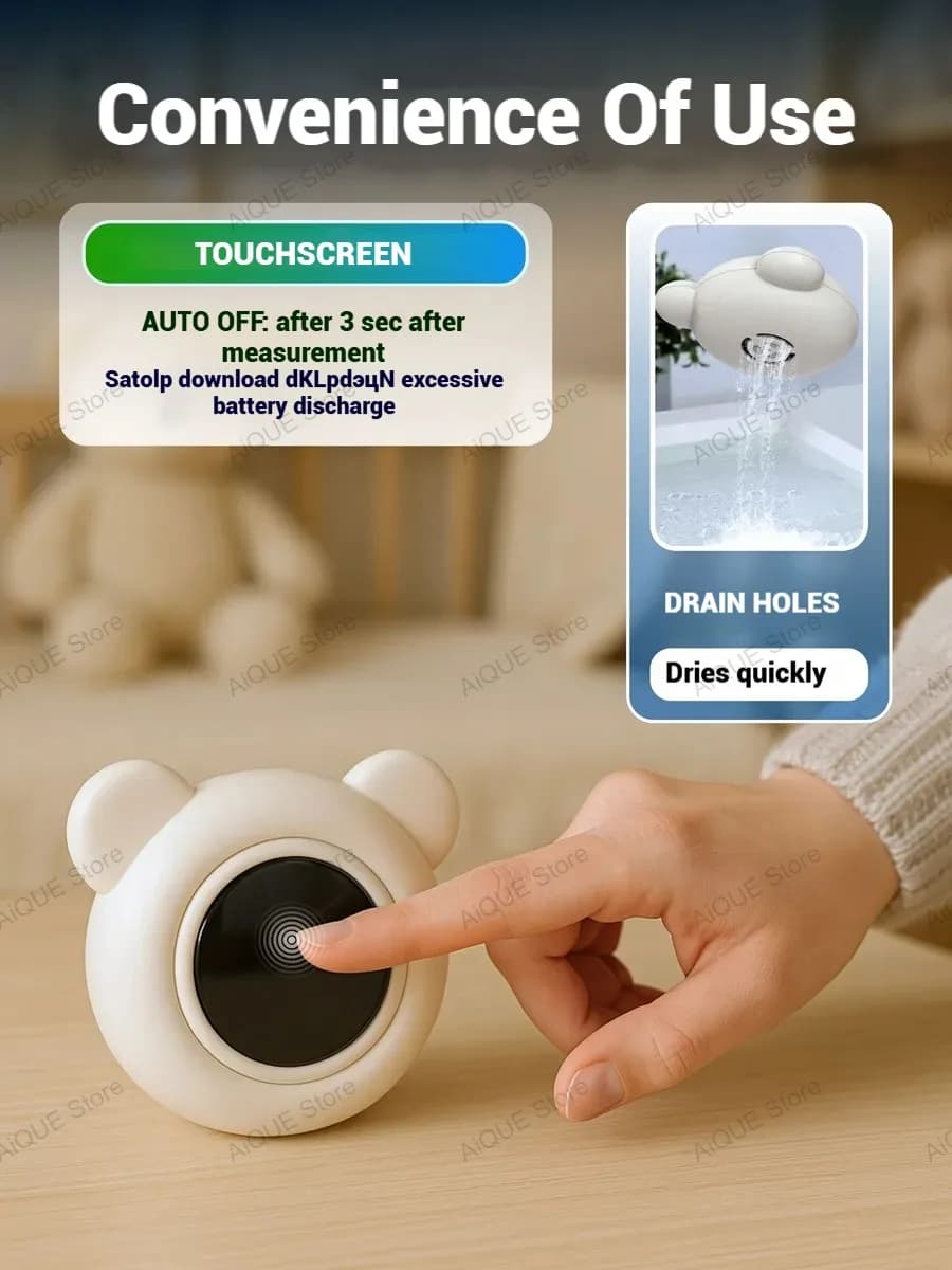 AiQUE Termometro per il bagno del bambino con controllo touch, display LED, termometro digitale per il bagno, misuratore di temperatura dell'acqua a forma di cartone animato