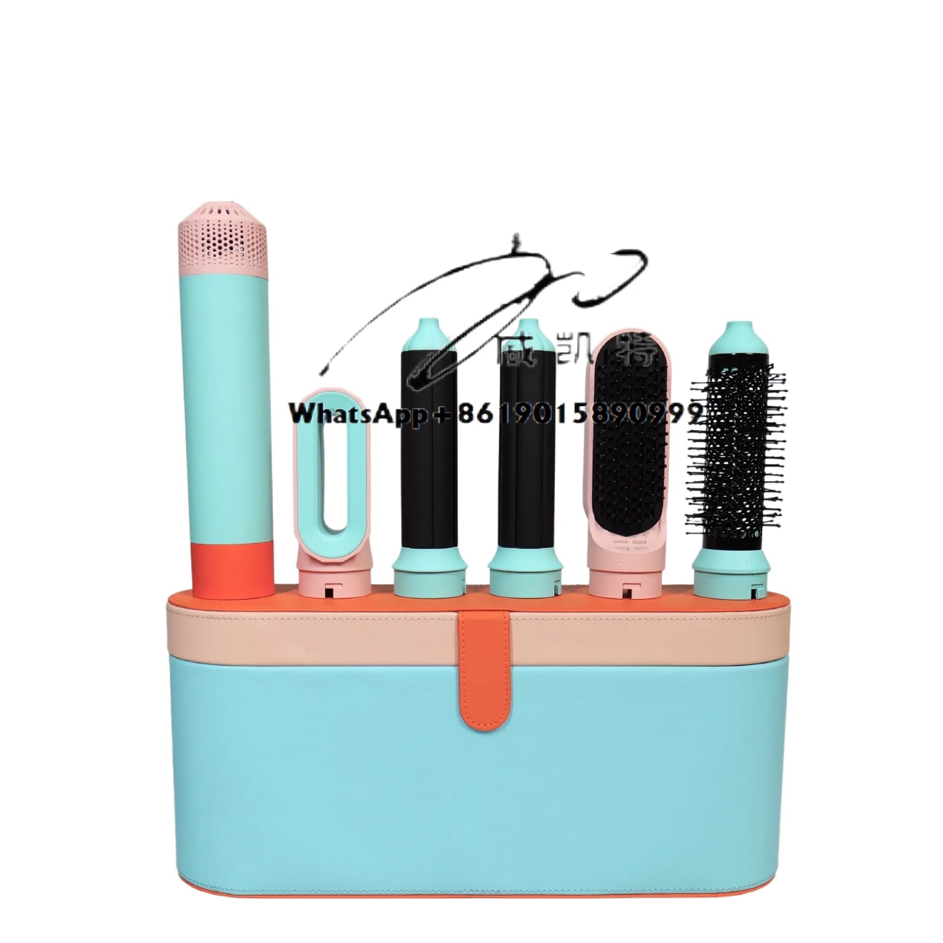 Set of styler for hair 5 in 1, brush for hair dryer, automatic curlers with air winding, hair plate, quick drying without crack, volumizing