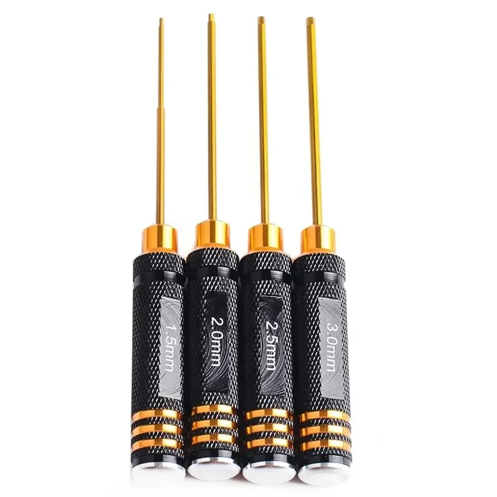 Set di 4 Cacciaviti Esagonali RC con Placcatura in Titanio Temprato 1.5 2.0 2.5 3.0mm per Elicotteri RC, Auto e Giocattoli