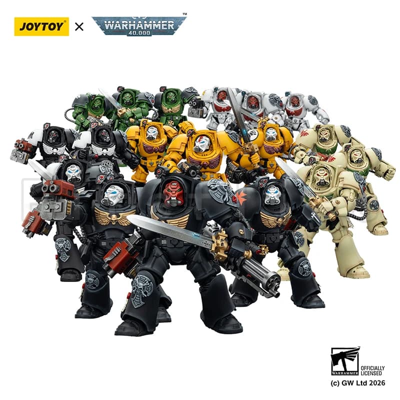 [Pre-ordine] Action Figure JOYTOY 1/18 40K Black Templars Dark Angels Imperial Fists White Scars Salamanders RavenGuard Terminator