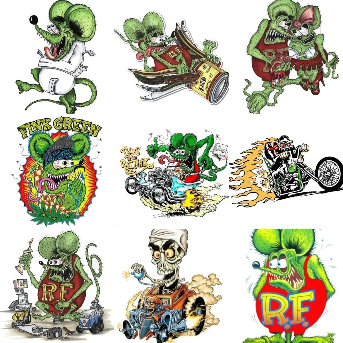 Crazy Rat Fink Adesivo Locomotiva Modificata Auto Moto Accessori per biciclette Finestra per laptop Camion Van Casco da parete Decalcomanie da corsa