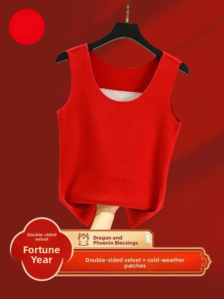 Gilet Caldo in Pile Spesso da Donna, Autunno Inverno, Rosso, con Cintura, Taglie Forti, in Fibra di Poliestere Double-Face, Stile Pendolare