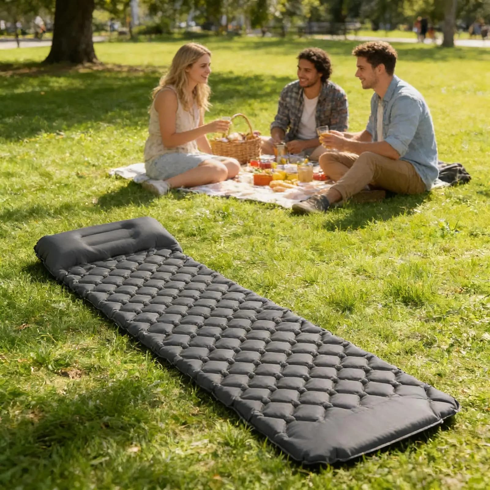 Materassino da campeggio portatile pieghevole impermeabile, materasso ad aria per escursioni, tenda, spiaggia, piscina, vacanze