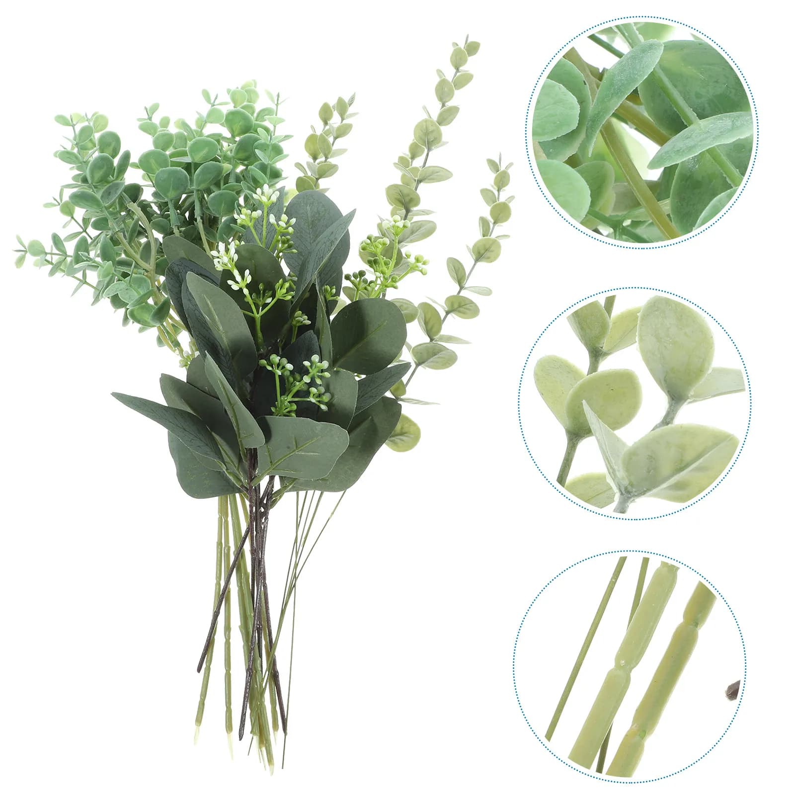 16 Pieces of Artificial Eucalyptus Coppers, Simulated Vegetal Ornaments, Centerpiece for Weddings and Celebrations, Fake Sheets for Home Decorations ♪