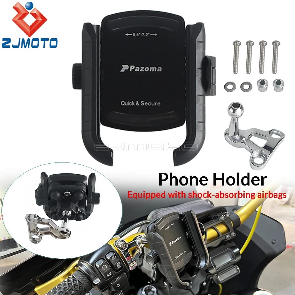 360 ° Supporto per telefono con supporto per assorbimento degli urti per manubrio per Harley VRSC Sportster Dyna Softail Touring 2000-up XR 750 1000 1200 08-13