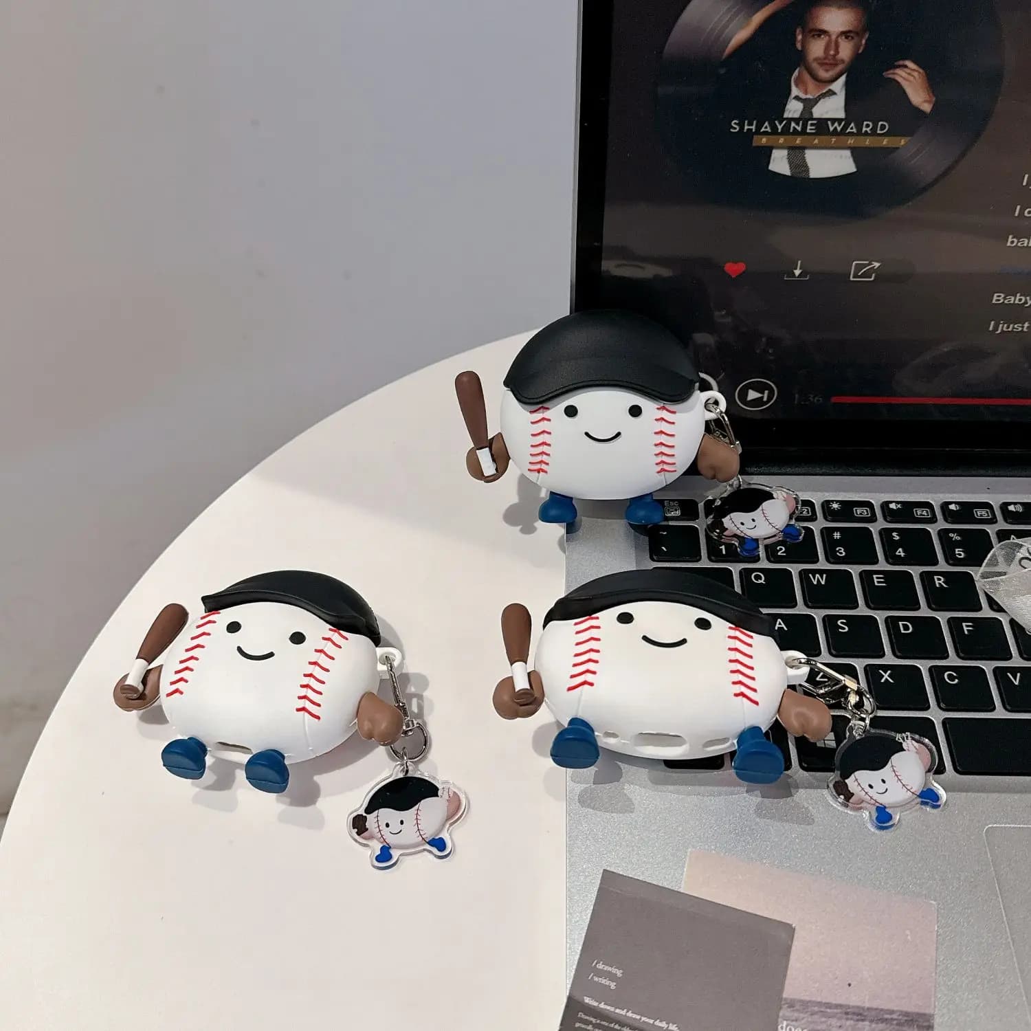 Cute baseball boy headphone case for AirPods Pro2 Pro 3 2 1 generation for AirPods 4 Pro 2 2nd Funda with Keychain