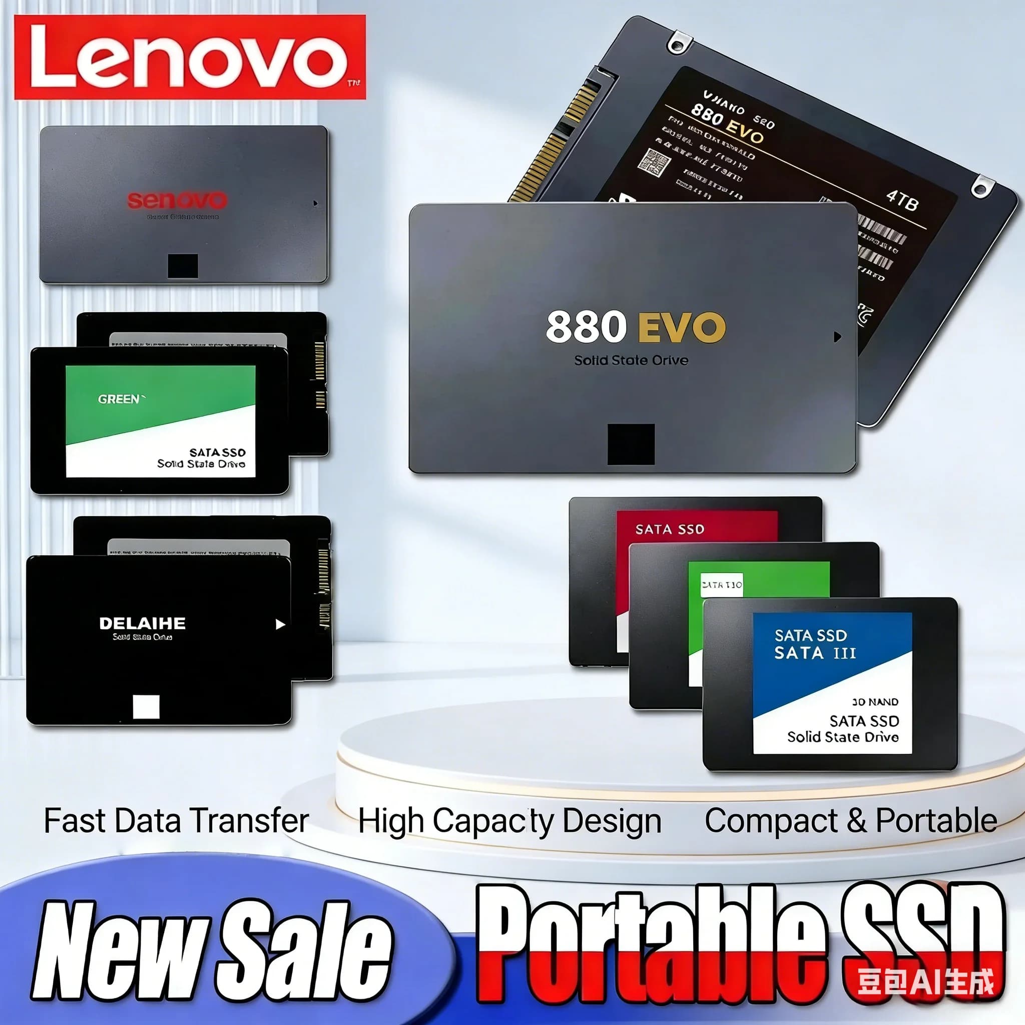 Disco rigido esterno SSD Lenovo da 2 TB 4 TB, unità a stato solido portatile ad alta velocità, interfaccia SATA 3, disco rigido interno per laptop