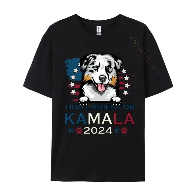 Dog Ladies For Kamala Harris 2026 Australian Shepherd Dog T-Shirts Design Top T-Shirts Short Sleeve Brand New Blouses