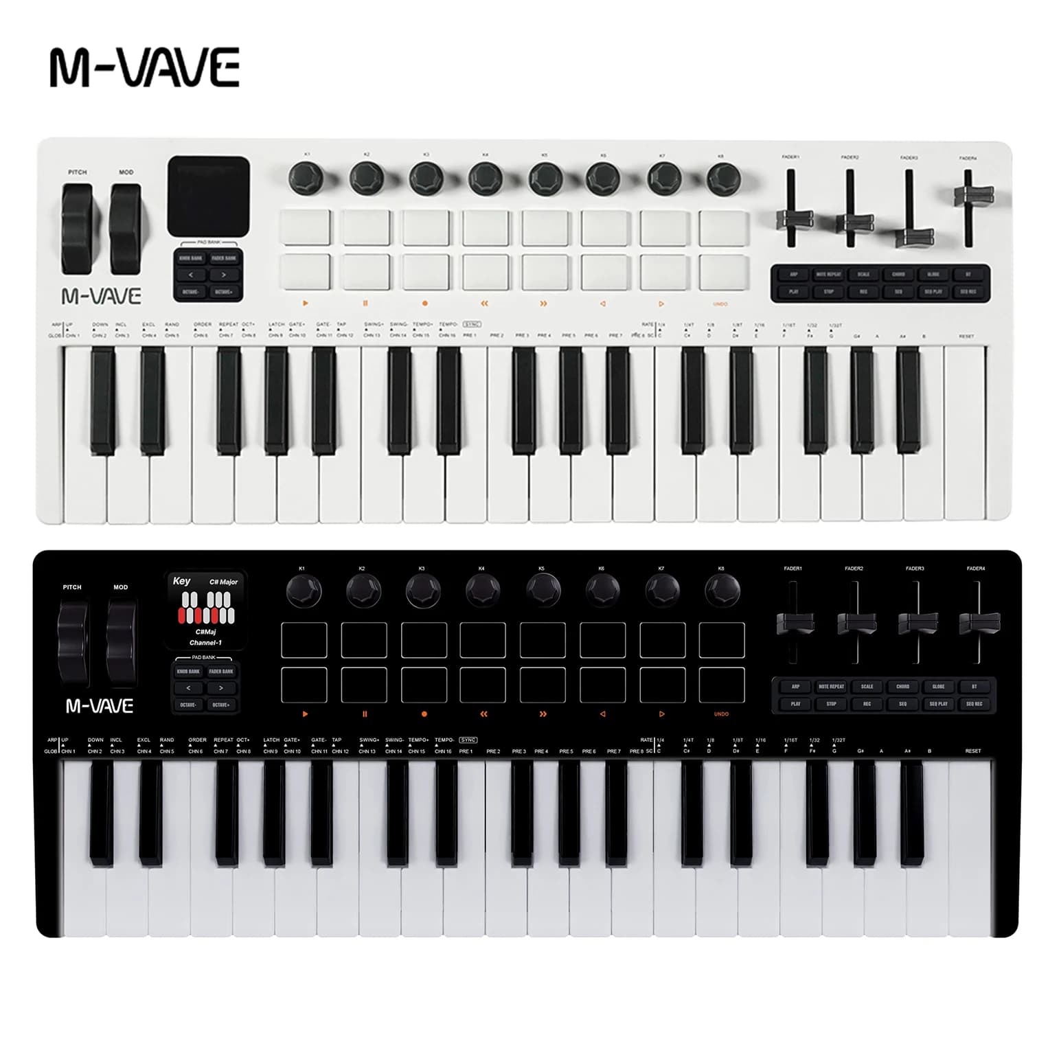 M-VAVE SMK 37 PRO Tastiera MIDI RGB a 37 Tasti con 16 Drum Pads, Sorgente Sonora, Connessione Wireless Multi-Sistema per Musicisti
