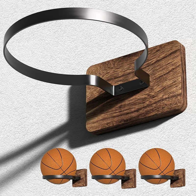 New Basketball Wall Mount Ball Wall Holder Wood Metal Ball Display Stand Wall Rack Storage Rack Ball Organizer Soccer Wall Mount