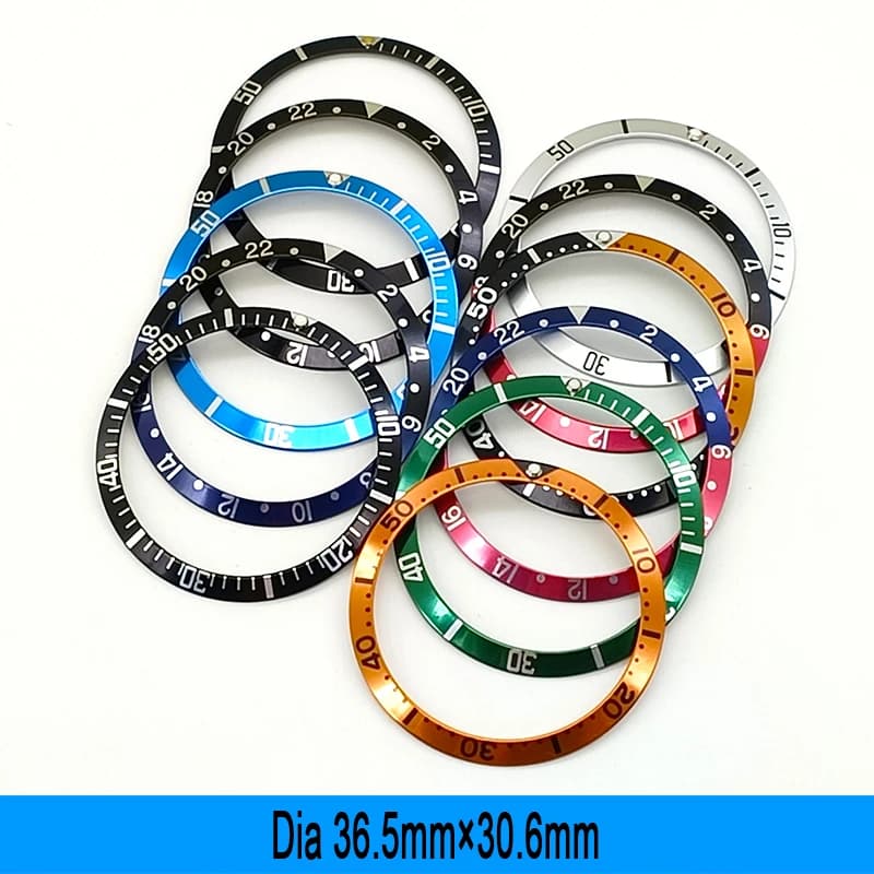 36.5mm * 30.6mm Case Ring Aluminum Watch Bezel Insert Suitable for Submariner NH35 NH36 Diving Case Ring Bezel Parts Men's Watch Gifts