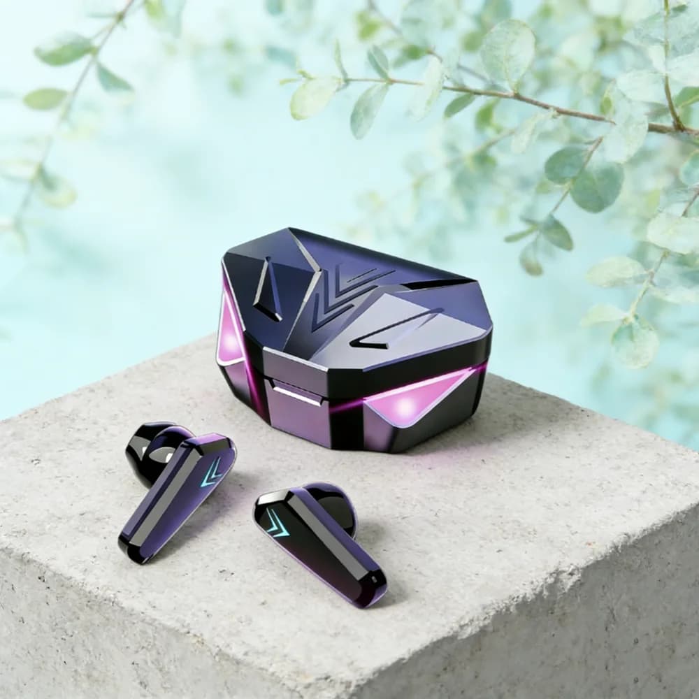 Auricolari da gioco TWS, auricolari Bluetooth wireless con microfono, audio dei bassi, posizionamento del suono, musica stereo 9D per telefoni
