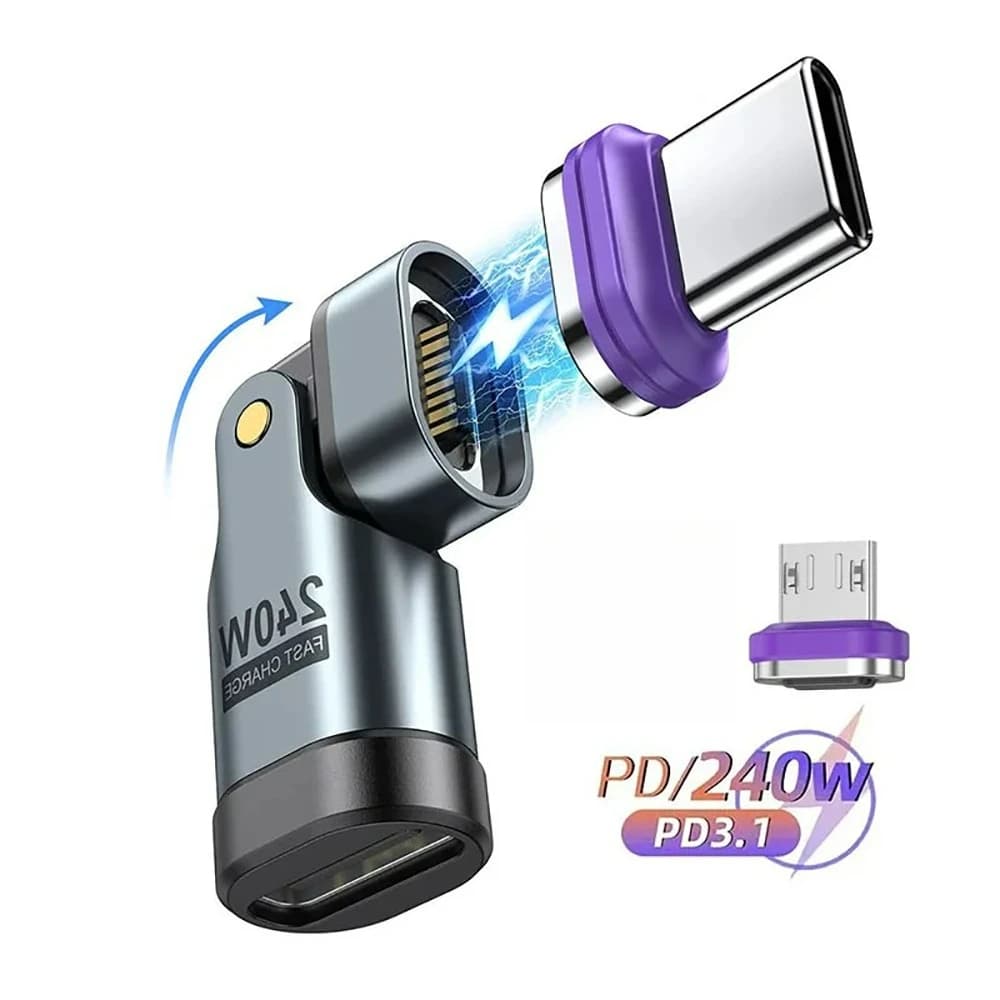 Adattatore Magnetico USB C OTG 240W 16 Pin, Cavo di Ricarica Rapida 5A, Convertitore da Femmina a Maschio, da C a C, Micro Convertitore per Xiaomi Samsung