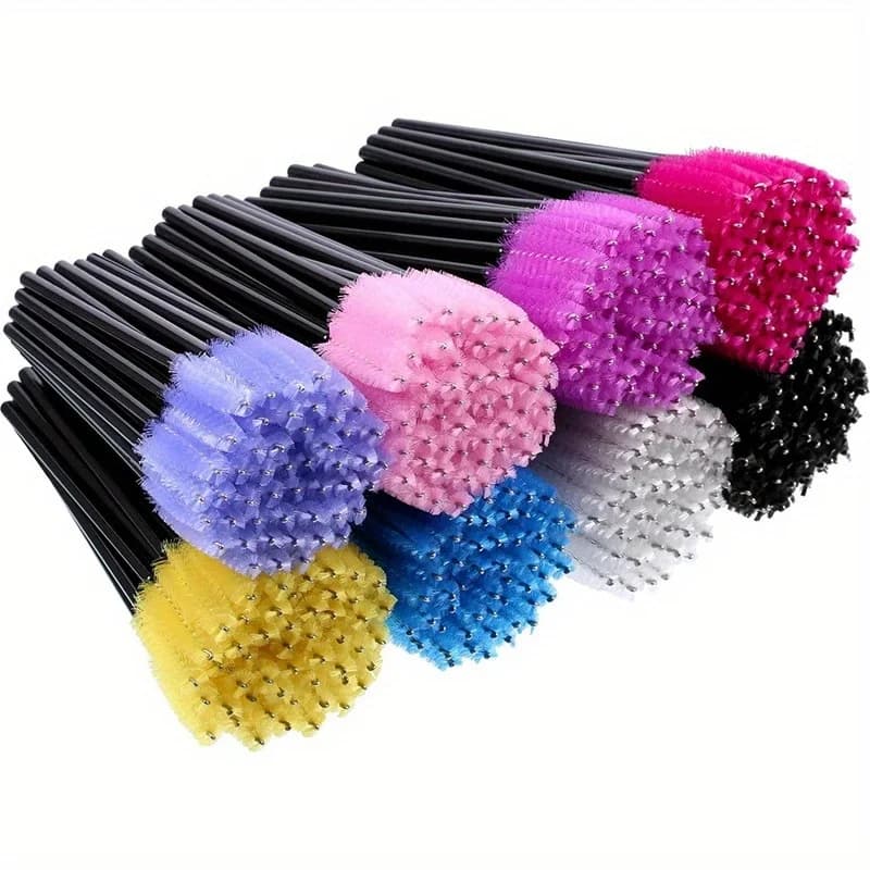 50 pcs. Disposable Application Kit for Extension Eyelashes, Mascara Scovolini, Ciglia Brushes, Eyebrow Combs, Spooler Tool Eyelashes with Nylon Seeds