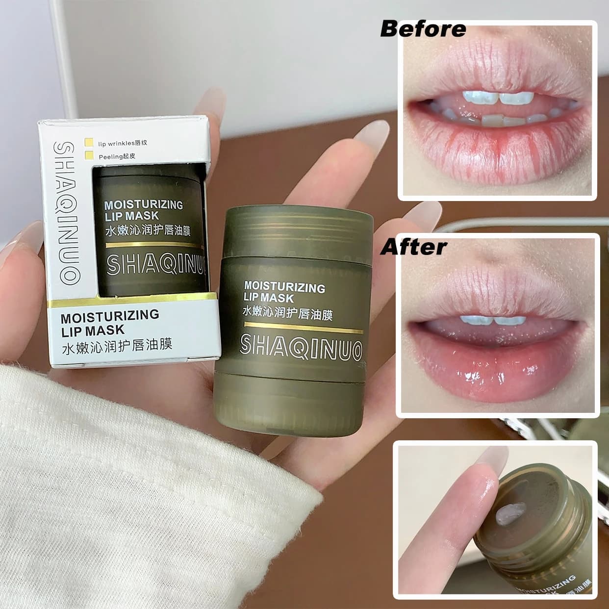 Colorful moisturizing lip mask, SHAQINUO pre-truck hydration, daily lip care, reduces lip lines, anti-screpolation lip balm