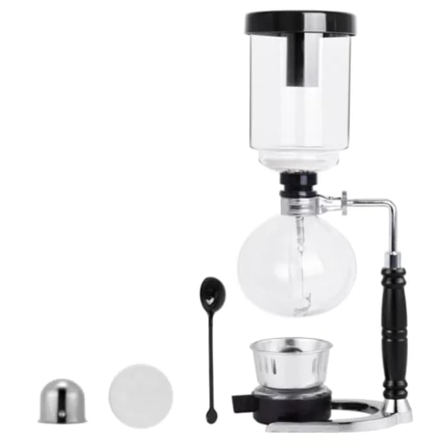 Caffettiera a Sifone da Tavolo in Vetro, Macchina per Caffè a Vuoto con Tazze (600ml)