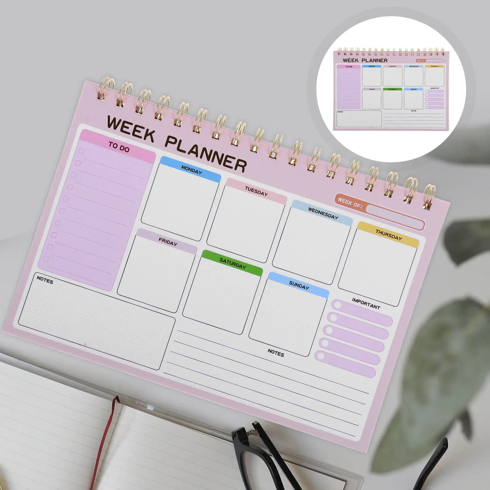 Agenda Settimanale con Copertina in Carta Resistente, Rilegatura a Doppio Filo, Grande Formato Senza Data per Ufficio, Casa, Pianificazione Giornaliera e Organizzazione del Lavoro