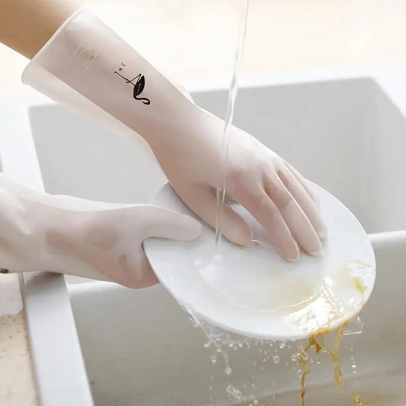 Guanti da cucina bianchi trasparenti per il lavaggio Guanti da lavoro impermeabili in lattice durevoli Pulizia della casa Articoli protettivi Utensile da cucina