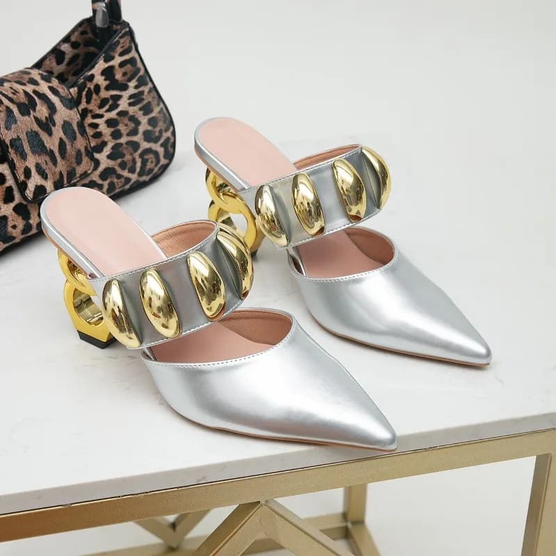 8.5cm Strange Style Heels Women's Sandals Pointed Tip Women's Pumps and Heels Elegant Banquet Woman's Shoes Sandalias De Mujer