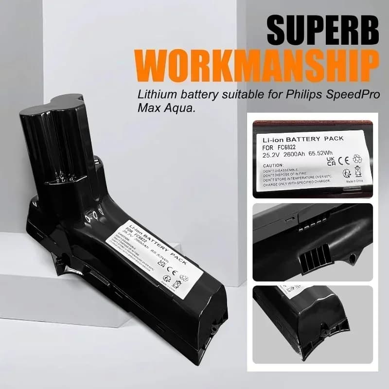 Batteria da 25,2 V 6,8 Ah per aspirapolvere Philips SpeedPro Max Aqua SpeedPro Max Stick XC8147 FC6822 FC6823 FC6904 FC6908 FC6822/01
