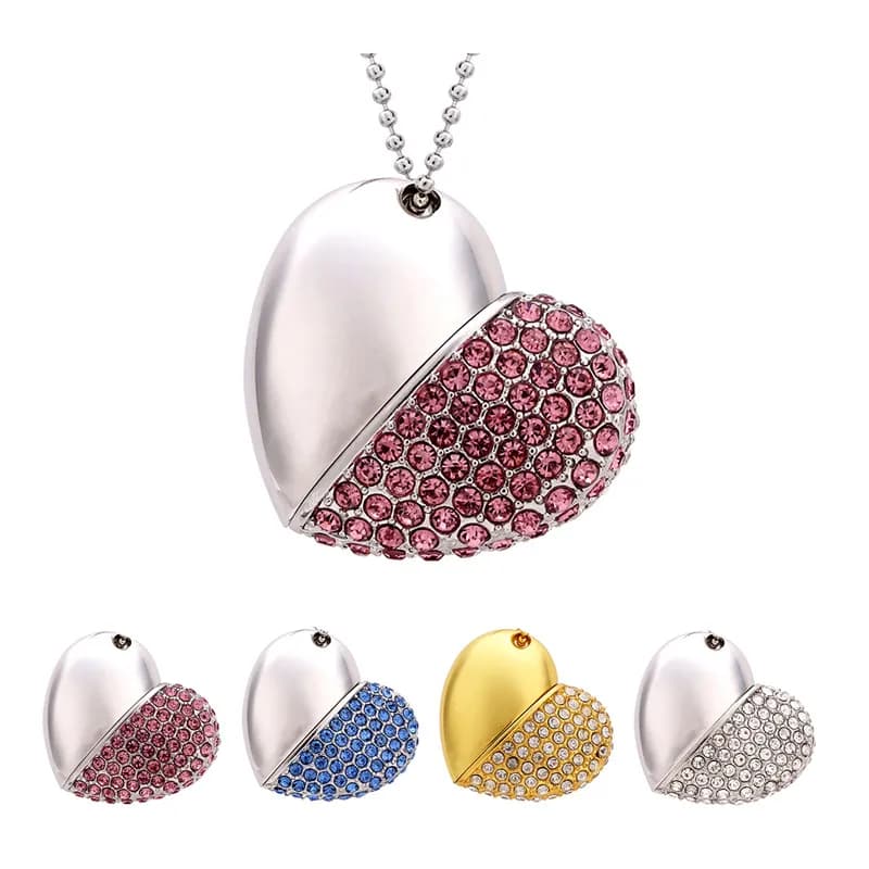 Metal crystal love Heart chiavetta USB pen Drive in pietra preziosa pendrive speciale 64GB/16GB/32GB diamante memory stick regalo