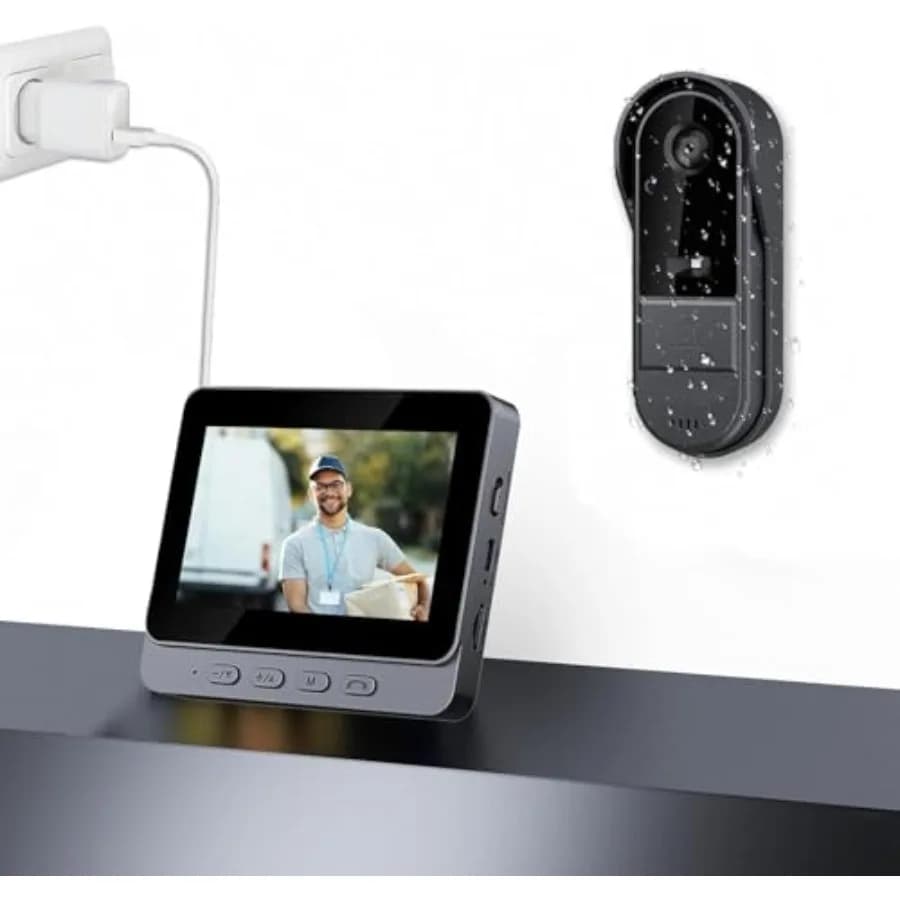 Campanello Video Wireless Senza Abbonamento con Telecamera 1080P e Schermo, Audio Bidirezionale, 170° ° Angolo, Visione notturna