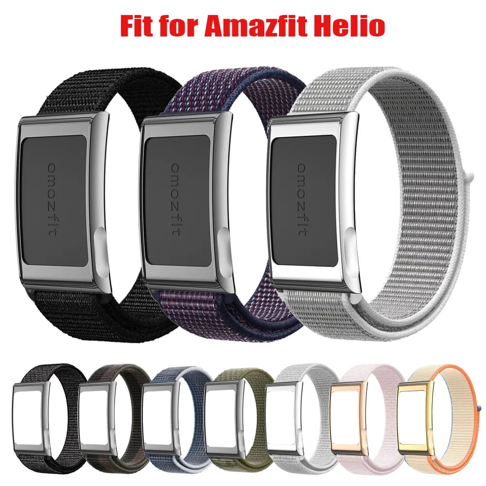Set di fascette in nylon morbido traspirante regolabili con velcro e custodia protettiva in metallo, compatibile con l'accessorio sostitutivo Amazfit Helio
