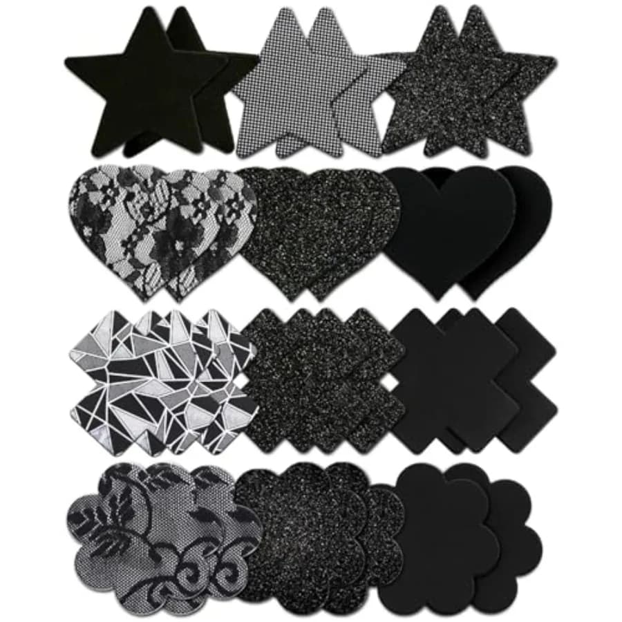 Glitters Pasties Rave Pack Nipple Covers Stickers Disposable Sticky Breast Petals Bra Set for Women Rave Outfit Party