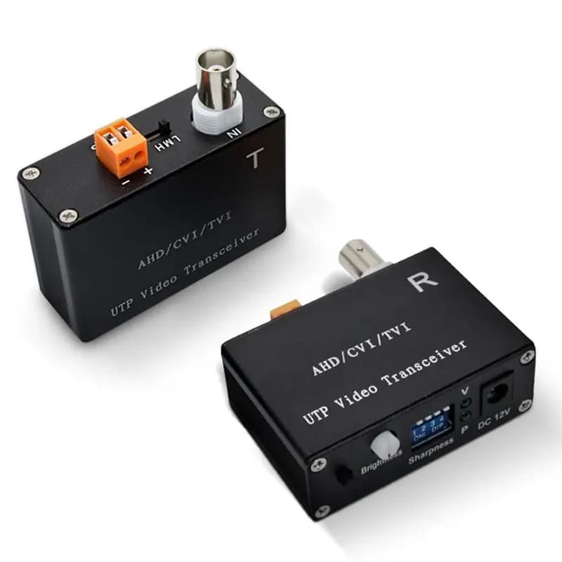 Balun Video Attivo a 1 Canale per Telecamera CCTV, Trasmettitore a Coppia Intrecciata a Lungo Raggio per AHD TVI CVI 5/10MP-AEF7