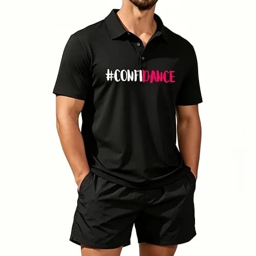 Men's Summer Casual Printed Suit Confidance Cute Dance Graphic and Dance Design for Dancers t Shirt Suitable for Everyday Wear, Featuring a Printed Design