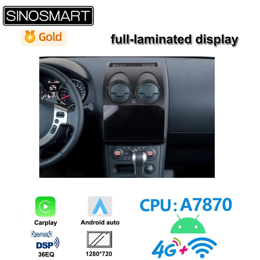 SINOSMART per Nissan Qashaiq+2 J10 2006-2013 Supporto OEM BOSE 360 Autoradio Lettore Android