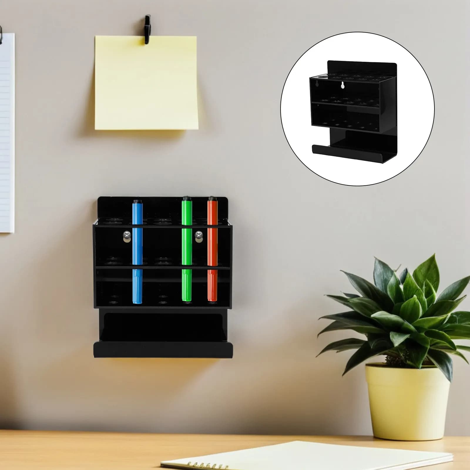 Acrylic Marker Pen Storage Box Whiteboard Holder with Sturdy Base for Office Classroom Refrigerator Use Pen Display Tray