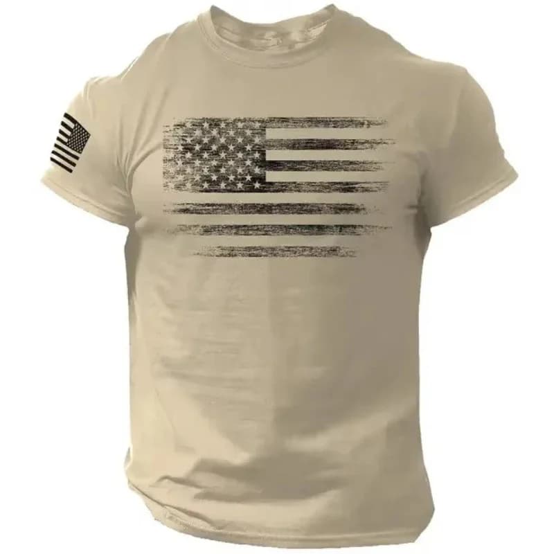 Men's T-Shirt Gym Print 3d Flag USA T-Shirt Oversize Casual Short Sleeved Summer Sports Clothing Men's Clothing