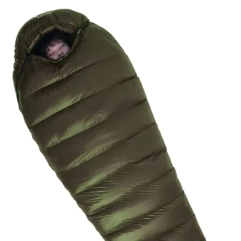 Sacco a Pelo Ultraleggero Impermeabile per Climi Freddi in Piuma d'Oca 400T, Personalizzabile, a Forma di Barile, Lavabile, per Campeggio Outdoor Adulti