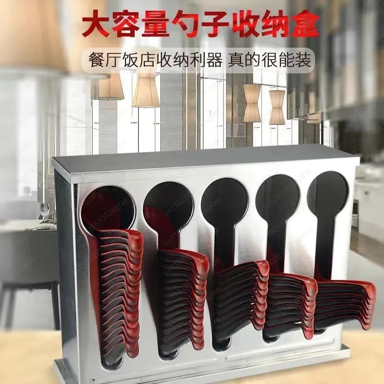 Stainless steel hanger holder with lid, container for restaurant, free installation, kitchen spoon holder, crockery, knife holder