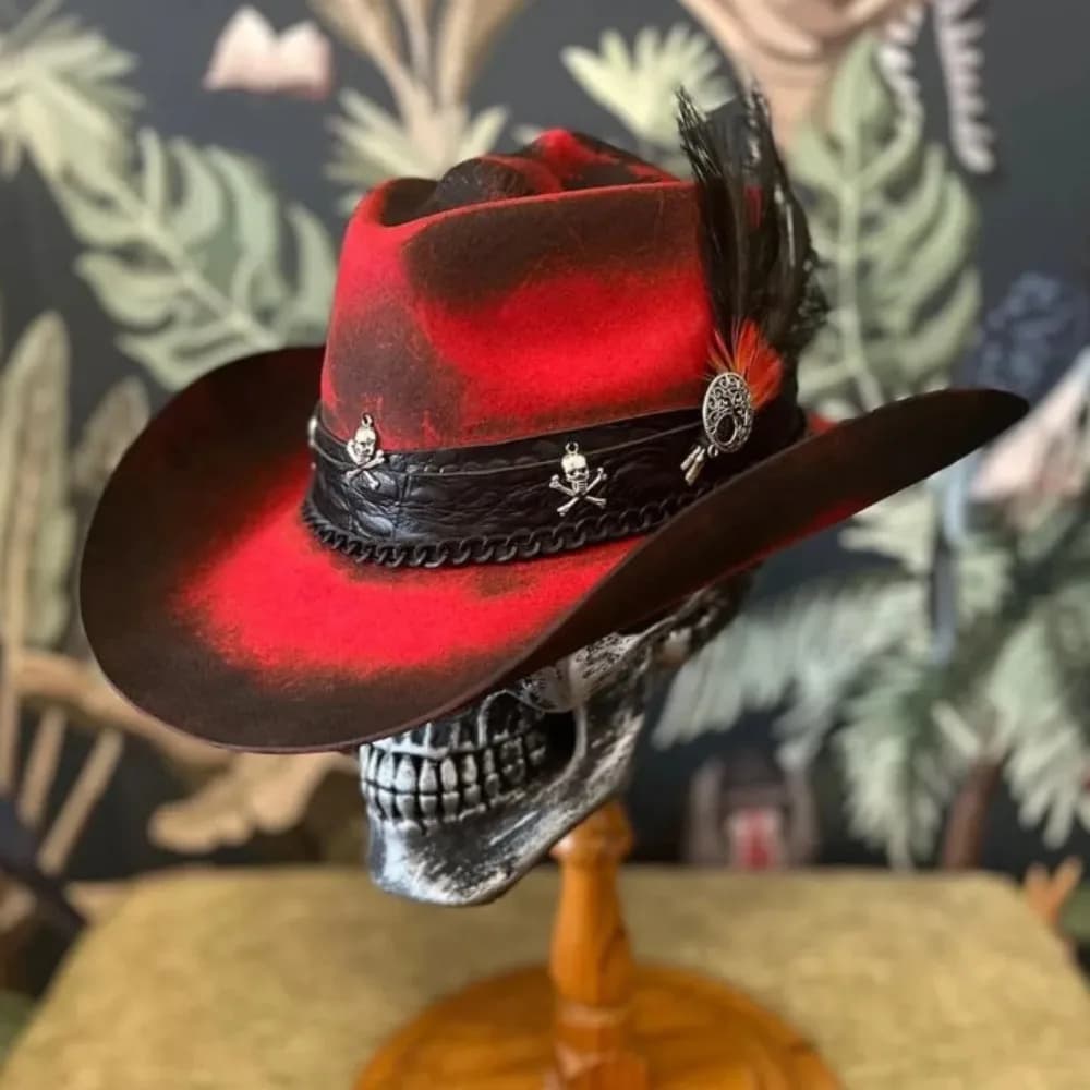 Retro Denim Hat with Premium Spray-paint Texture Elegant Formal Cowboy Hat For Vacation Sun Protection