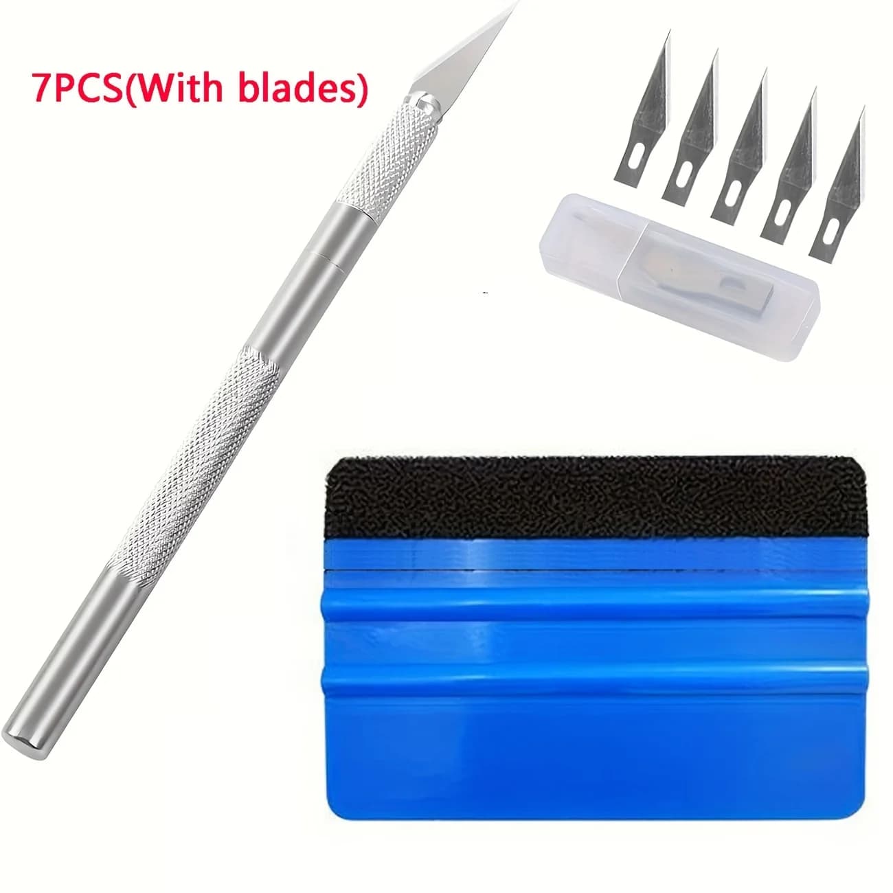 7pcs Vinyl Wrap Window Film Kit with Blades Pre cut Car Tint Film with Felt Squeegee and Craft Knife for Wallpaper Smoothing