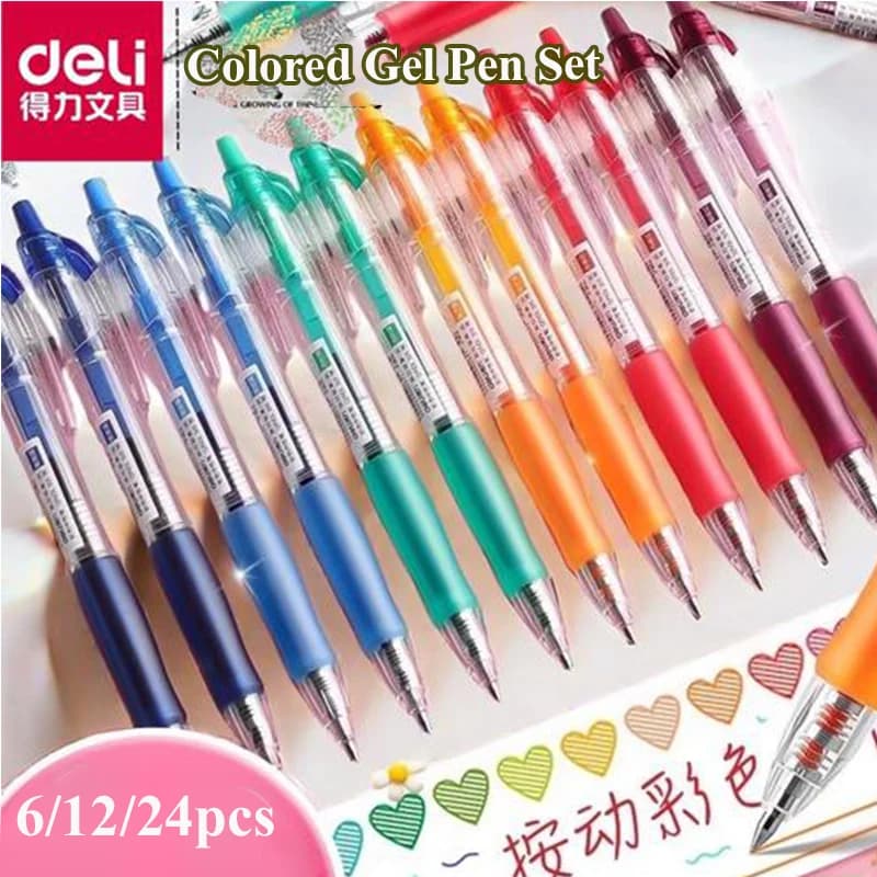 Deli 6/12/24 colori penne gel per diario creativo e arte, inchiostro liscio vibrante schizzi scarabocchi scritte a mano forniture quotidiane