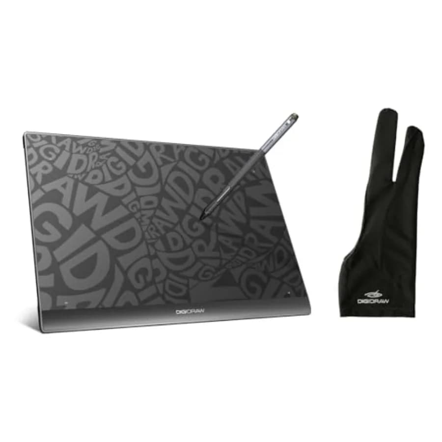 T610 Tavoletta Grafica con Guanto per Artisti, Set Completo per Arte Digitale, Schizzi, Appunti e Lavoro d'Ufficio